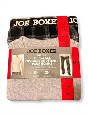 Joe Boxer Men's Gray Tee & Black Plaid Lounge Pants Set